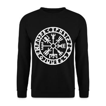 Wikinger Rune Vegvisir Der Runenkompass - Unisex Pullover - Schwarz - Vorne - Alina (178cm) & Michal (187cm)