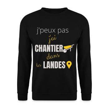 j peux pas j ai chantier dans les landes - Sweat-shirt Unisexe - noir - Devant - Alina (178cm) & Michal (187cm)