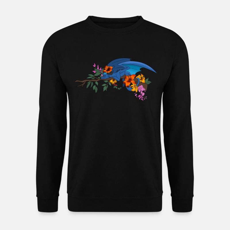 Drache und Lilien - Unisex Pullover - Schwarz