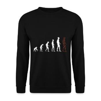 Evolution Mensch Affe Aufrichten Kaffee - Unisex Pullover - Schwarz - Vorne - Alina (178cm) & Michal (187cm)