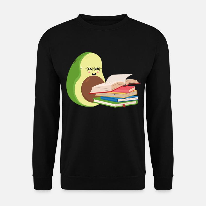 Lustige Avocado liest Bücher - Unisex Pullover - Schwarz