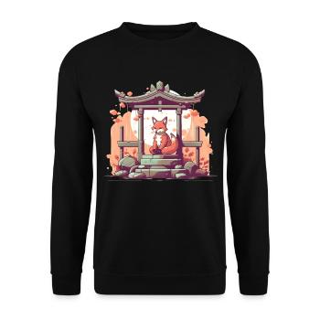 Fox Japan Inari Temple Kami Nippon Shinto - Unisex Sweatshirt - black - Front - Alina (178cm) & Michal (187cm)