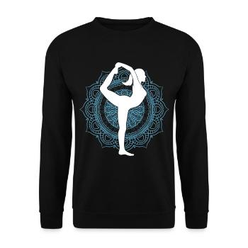 Mandala Buddhist Spiritueller Yogi Geschenk Yoga - Unisex Pullover - Schwarz - Vorne - Alina (178cm) & Michal (187cm)
