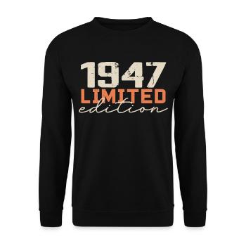 Né en 1947 | Vintage 1947 Anniversaire Rétro - Sweat-shirt Unisexe - noir - Devant - Alina (178cm) & Michal (187cm)