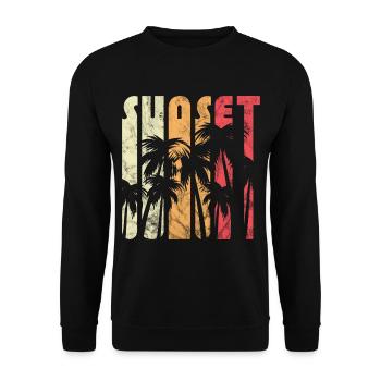 Palmier d'été coucher de soleil vintage rétro - Sweat-shirt Unisexe - noir - Devant - Alina (178cm) & Michal (187cm)