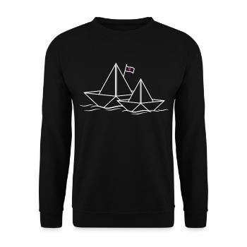Paper Ships Heart Love Couples Paper Boat Ship - Unisex Sweatshirt - black - Front - Alina (178cm) & Michal (187cm)