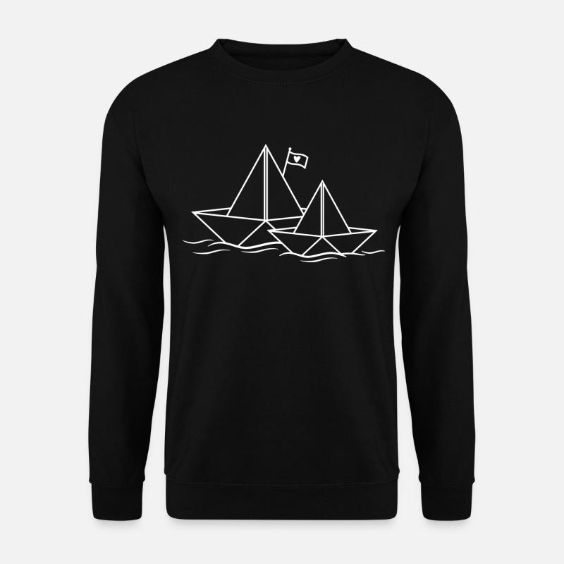 Papierschiffe Paare Liebe Papierboot Papierschiff - Unisex Pullover - Schwarz