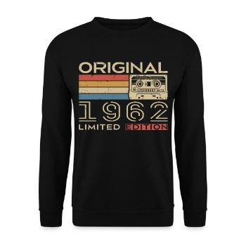 Cadeau Anniversaire 1962 Rétro 1962 - Vintage 1962 - Sweat-shirt Unisexe - noir - Devant - Alina (178cm) & Michal (187cm)