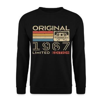 1967 Retro 1967 Geburtstagsgeschenk - Jahrgang 1967 - Unisex Pullover - Schwarz - Vorne - Alina (178cm) & Michal (187cm)