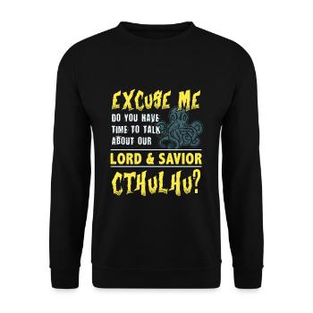 Cthulhu Religion Mythos Horror Mysterium Erzählung - Unisex Pullover - Schwarz - Vorne - Alina (178cm) & Michal (187cm)