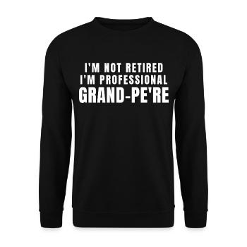 Grand-pere. Grand-Pere Geschenk - Unisex Pullover - Schwarz - Vorne - Alina (178cm) & Michal (187cm)