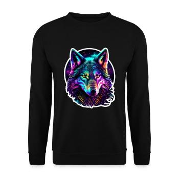 Psychedelic Wolf - Unisex Pullover - Schwarz - Vorne - Alina (178cm) & Michal (187cm)