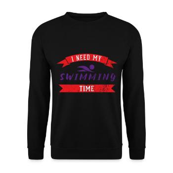 Schwimmzeit Schwimmer Schwimmen Sport Geschenk - Unisex Pullover - Schwarz - Vorne - Alina (178cm) & Michal (187cm)