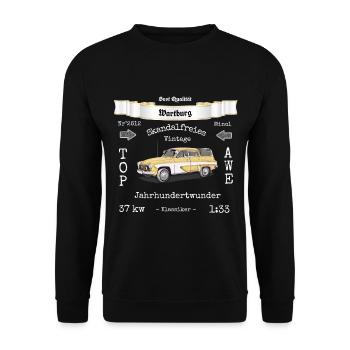 Wartburg DDR Automobile- Vintage - Sweat-shirt Unisexe - noir - Devant - Alina (178cm) & Michal (187cm)