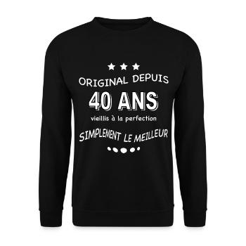 Anniversaire 40 ans de perfection - Sweat-shirt Unisexe - noir - Devant - Alina (178cm) & Michal (187cm)