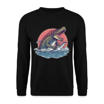 Dinosaurier Dino Fossil Carnivor Herbivor T-Rex - Unisex Pullover - Schwarz - Vorne - Alina (178cm) & Michal (187cm)