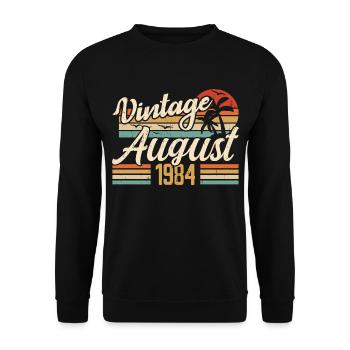 August 1984 Anniversary 1984 - August Legends Gift - Unisex Sweatshirt - black - Front - Alina (178cm) & Michal (187cm)