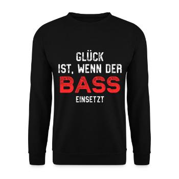 Bass - Glueck ist - Unisex Pullover - Schwarz - Vorne - Alina (178cm) & Michal (187cm)