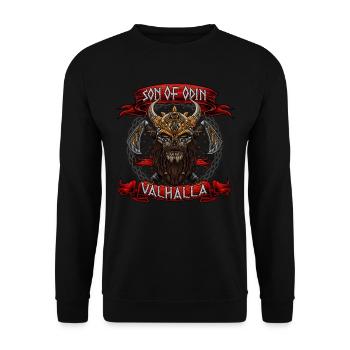 Son of Odin - Valhalla - Viking Warrior - Unisex Sweatshirt - black - Front - Alina (178cm) & Michal (187cm)