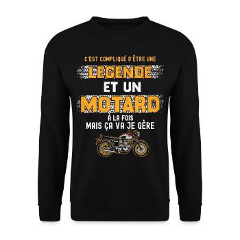 légende et motard cadeau ami ou papa - Sweat-shirt Unisexe - noir - Devant - Alina (178cm) & Michal (187cm)