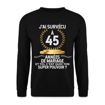 Noces de vermeil mes 45 ans de mariage - Sweat-shirt Unisexe - noir - Devant - Alina (178cm) & Michal (187cm)