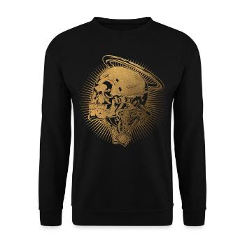 Screwdriver God Piston Skull - Vintage Gold Edition - Unisex Sweatshirt - black - Front - Alina (178cm) & Michal (187cm)