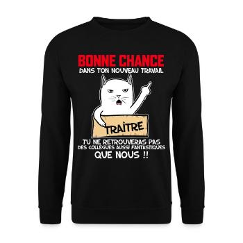 Collègue Message Départ Humour - Sweat-shirt Unisexe - noir - Devant - Alina (178cm) & Michal (187cm)