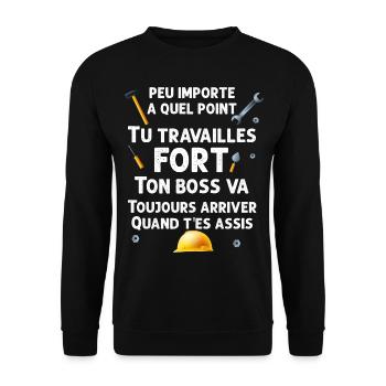 Construction Et Chantier Humour Homme - Sweat-shirt Unisexe - noir - Devant - Alina (178cm) & Michal (187cm)