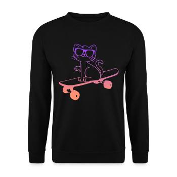 Skateboard Cat Skating Skateboarder - Unisex Sweatshirt - black - Front - Alina (178cm) & Michal (187cm)