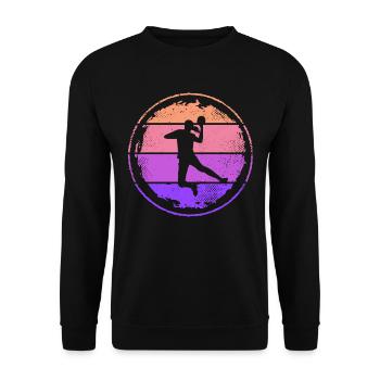 Handball Joueur Retro Filles Handball - Sweat-shirt Unisexe - noir - Devant - Alina (178cm) & Michal (187cm)