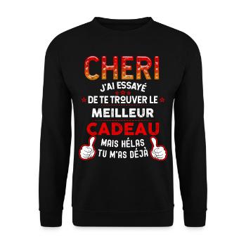 Chéri Je Suis Ton Précieux Cadeau Unique - Sweat-shirt Unisexe - noir - Devant - Alina (178cm) & Michal (187cm)