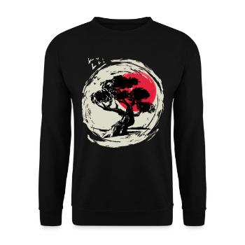 Bonsai Art Japanese Sunset - Unisex Sweatshirt - black - Front - Alina (178cm) & Michal (187cm)