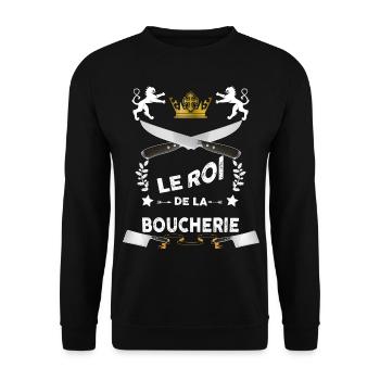 Roi De la Boucherie Métier Boucher Humour - Sweat-shirt Unisexe - noir - Devant - Alina (178cm) & Michal (187cm)
