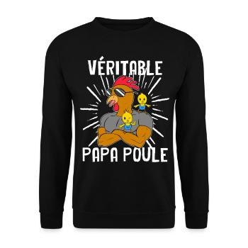 Véritable Papa Poule et deux Poussins - Sweat-shirt Unisexe - noir - Devant - Alina (178cm) & Michal (187cm)