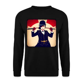Cool girl in steampunk style - Unisex Sweatshirt - black - Front - Alina (178cm) & Michal (187cm)