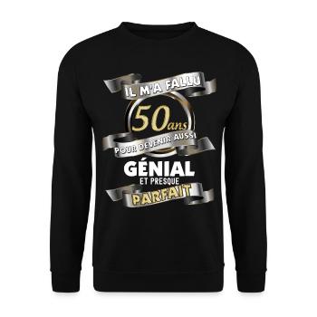 Anniversaire 50 ans génial et parfait Cadeau Homme - Sweat-shirt Unisexe - noir - Devant - Alina (178cm) & Michal (187cm)