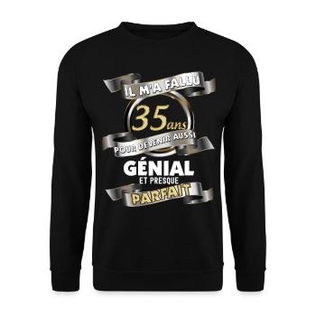 Anniversaire 35 ans génial et parfait Cadeau Homme - Sweat-shirt Unisexe - noir - Devant - Alina (178cm) & Michal (187cm)