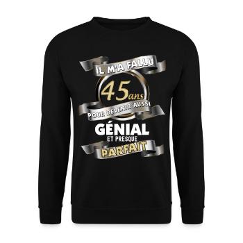 45 Year Old Birthday Awesome And Perfect Man - Unisex Sweatshirt - black - Front - Alina (178cm) & Michal (187cm)