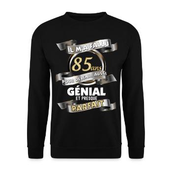 Anniversaire 85 ans Homme Génial Parfait - Sweat-shirt Unisexe - noir - Devant - Alina (178cm) & Michal (187cm)