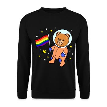 Gay Bear In Space Gay Pride Geschenk - Unisex Pullover - Schwarz - Vorne - Alina (178cm) & Michal (187cm)
