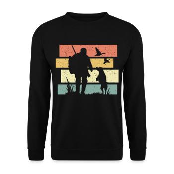 Chasse à la chasse avec chien rétro vintage - Sweat-shirt Unisexe - noir - Devant - Alina (178cm) & Michal (187cm)
