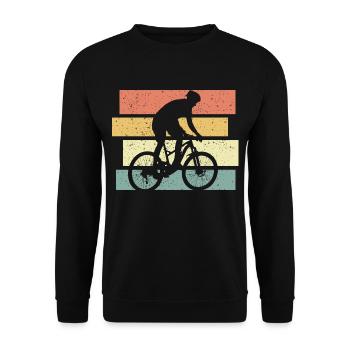 Biking retro vintage. Fahrrad Mountainbike fahren. - Unisex Pullover - Schwarz - Vorne - Alina (178cm) & Michal (187cm)
