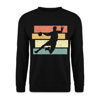 Handball retro vintage Handballer - Unisex Pullover - Schwarz - Vorne - Alina (178cm) & Michal (187cm)