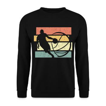 Basketball Retro Vintage - Unisex Pullover - Schwarz - Vorne - Alina (178cm) & Michal (187cm)