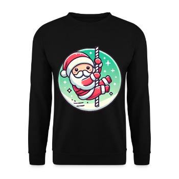 Lustiger Santa Pole Tanz Cartoon - Unisex Pullover - Schwarz - Vorne - Alina (178cm) & Michal (187cm)