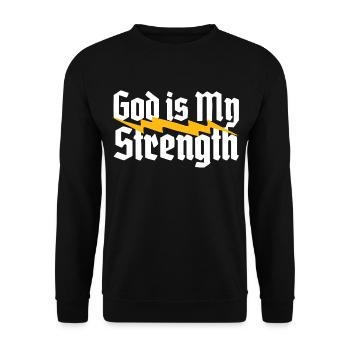 GOD Is My Strength - Unisex Pullover - Schwarz - Vorne - Alina (178cm) & Michal (187cm)