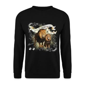 Löwen , Löwenpaar- Lions - Unisex Pullover - Schwarz - Vorne - Alina (178cm) & Michal (187cm)
