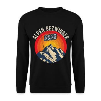 Alpenbezwinger 2023 Alpenüberquerung Finisher - Unisex Pullover - Schwarz - Vorne - Alina (178cm) & Michal (187cm)