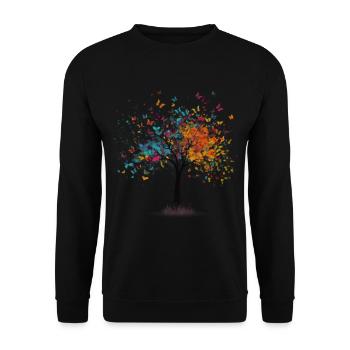 Butterfly Tree Colorful Butterflies Flies - Unisex Sweatshirt - black - Front - Alina (178cm) & Michal (187cm)