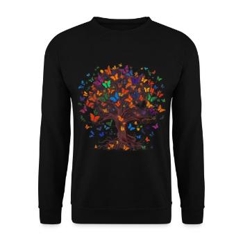 Papillon Arbre Papillons colorés Mouches - Sweat-shirt Unisexe - noir - Devant - Alina (178cm) & Michal (187cm)